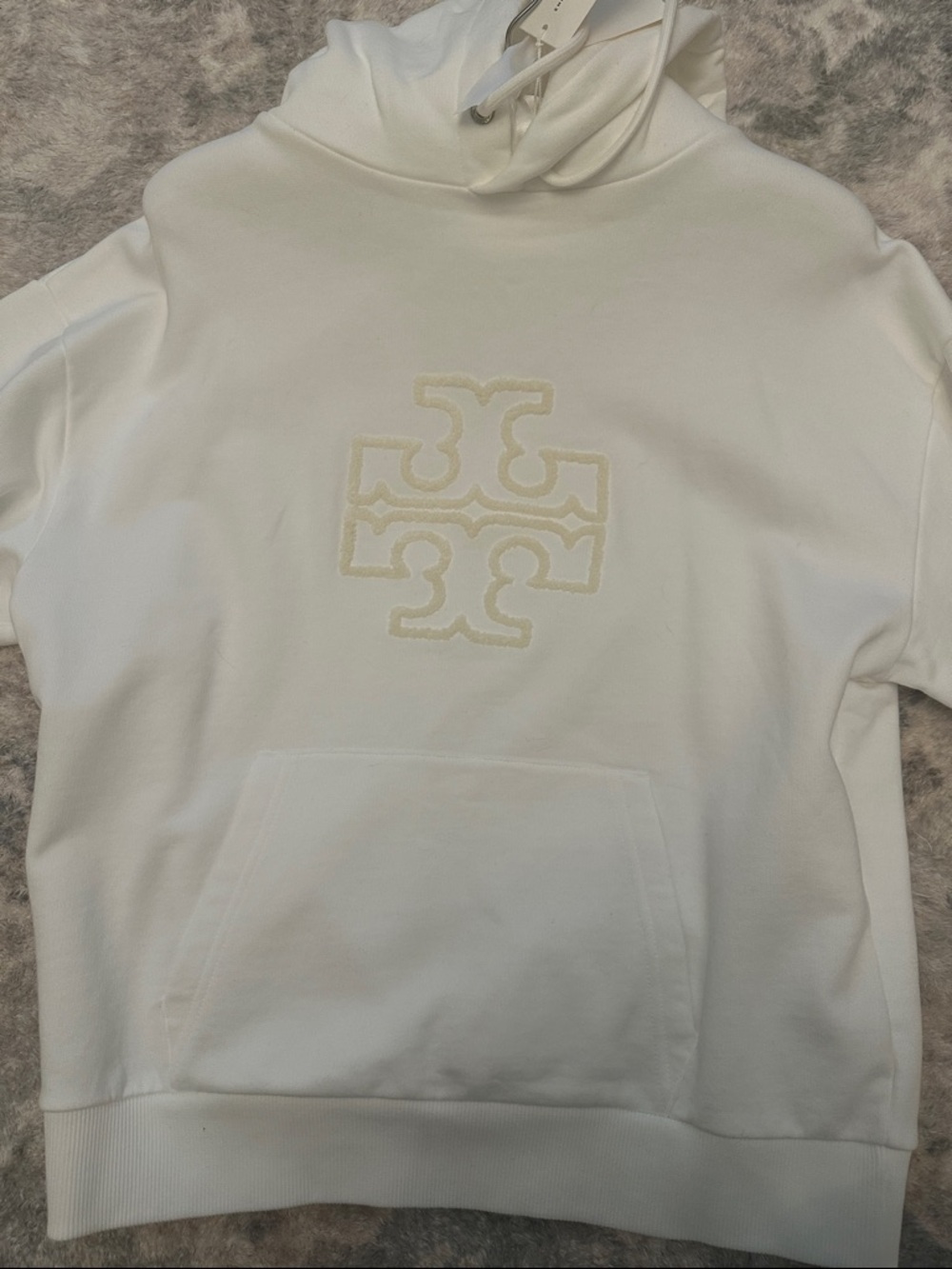 Tory Burch Ivory Logo Hoodie